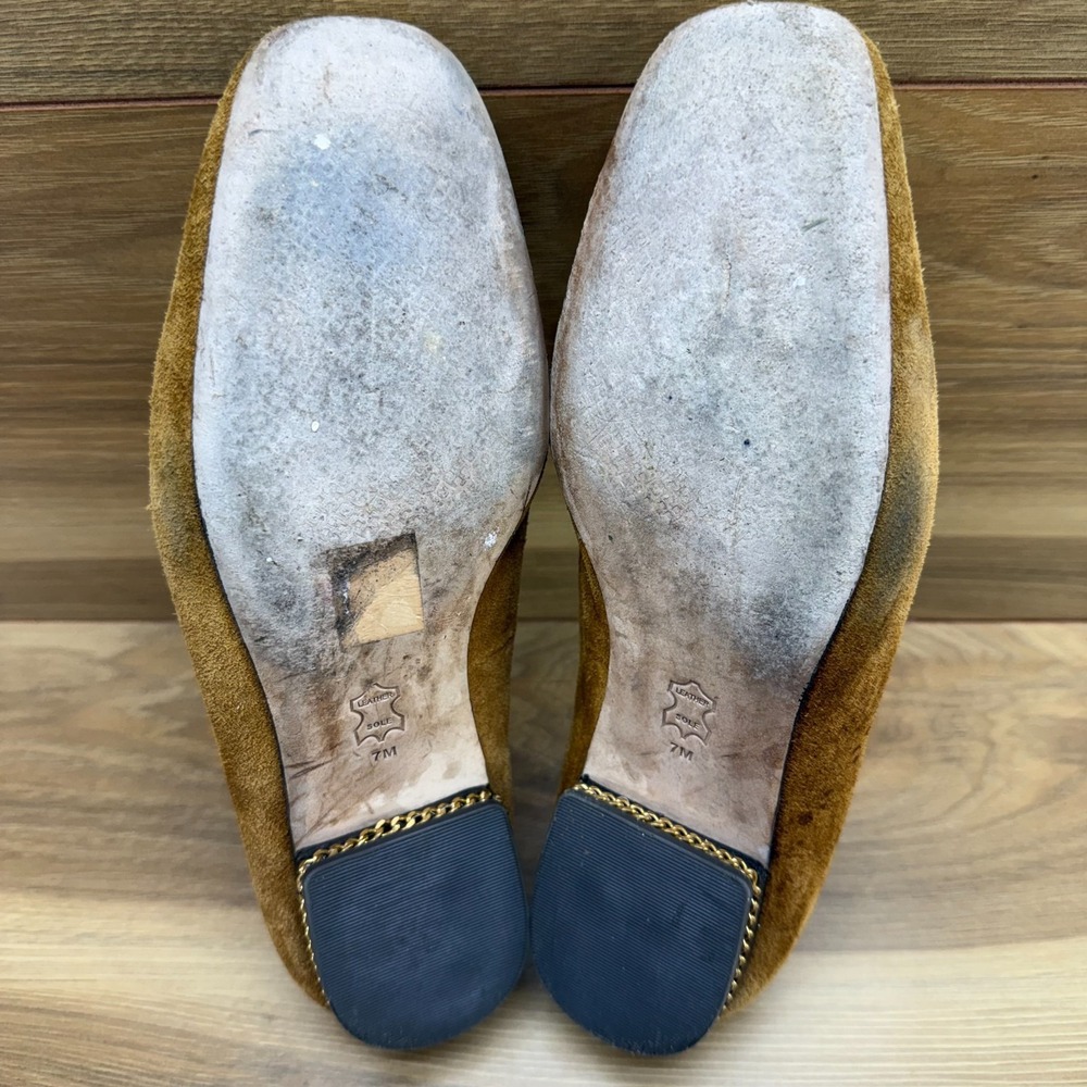 Tory Burch Ruby Square Toe Flats Womens 7 N Ambra Beige Suede - Picture 9 of 11